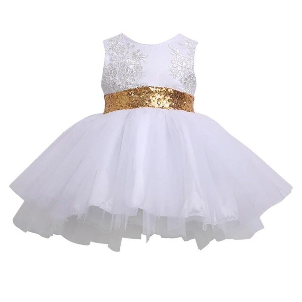 NWT Sparkling Bling Sequin Bow Pink Baby Dress Wedding Flower Girl Birth… - Picture 2 of 14